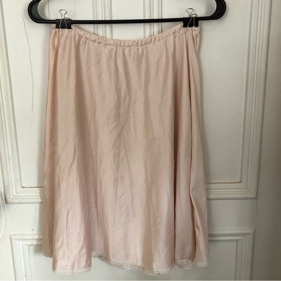 Vintage Dainty Blush Lace Trim Midi Slip Skirt Medium - Picture 6 of 6